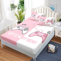 HKM-594387 Gamepad Themed Fitted Sheet and Duvet Cover Set with Pillowcases in Multiple Sizes