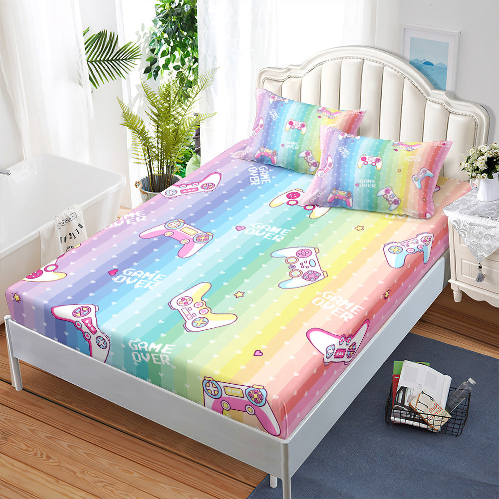 HKM-594387 Gamepad Themed Fitted Sheet and Duvet Cover Set with Pillowcases in Multiple Sizes