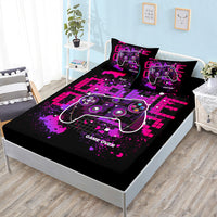 HKM-594387 Gamepad Themed Fitted Sheet and Duvet Cover Set with Pillowcases in Multiple Sizes