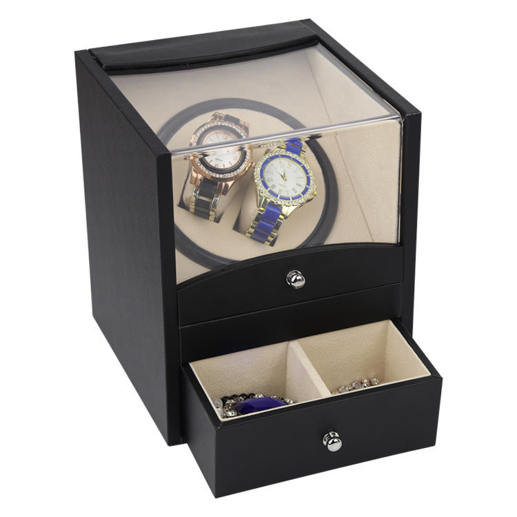 HKM-594579 Wooden Watch Storage Box for Mechanical Timepieces - Black/Brown, 18x18x21 cm