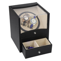 HKM-594579 Wooden Watch Storage Box for Mechanical Timepieces - Black/Brown, 18x18x21 cm