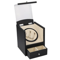 HKM-594579 Wooden Watch Storage Box for Mechanical Timepieces - Black/Brown, 18x18x21 cm