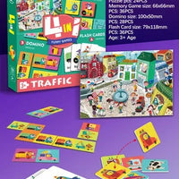 HKM-594899 Custom 4-in-1 Cartoon Puzzle and Memory Game Set for Kids - Educational Flash Cards and Jigsaw Fun