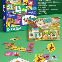 HKM-594899 Custom 4-in-1 Cartoon Puzzle and Memory Game Set for Kids - Educational Flash Cards and Jigsaw Fun