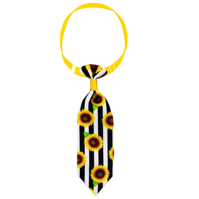 HKM-594899 Sunflower-Themed Pet Tie Collars in Various Colors and Designs