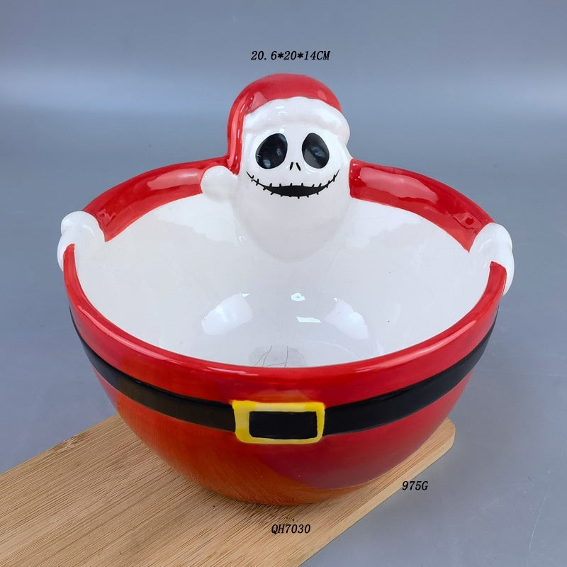 HKM-595027 Ceramic Christmas Fruit Plate and Snack Storage Tray for Special Occasions