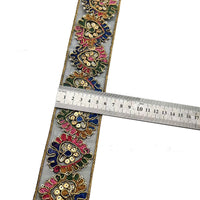 HKM-595155 Retro Ethnic Sequin Lace Embroidered Ribbon - Gold Strand Rope - 10 Yards