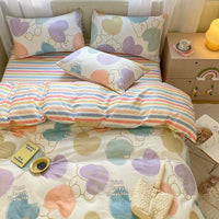 HKM-595219 Cartoon Girl Cotton Quilt Cover Set - Four-Piece Bedding Ensemble