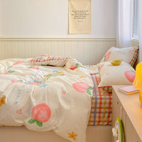 HKM-595219 Cartoon Girl Cotton Quilt Cover Set - Four-Piece Bedding Ensemble