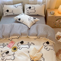 HKM-595219 Cartoon Girl Cotton Quilt Cover Set - Four-Piece Bedding Ensemble