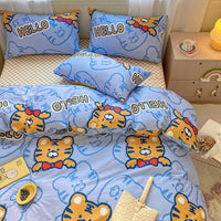 HKM-595219 Cartoon Girl Cotton Quilt Cover Set - Four-Piece Bedding Ensemble