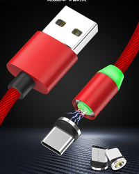 HKM-595411 360-Degree Magnetic Fast Charging Data Cable - Compatible with Android, iOS, and TYPE-C Devices