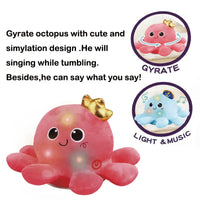 HKM-595475 Dancing Sound Controlled Electric Rotating Plush Octopus Toy for Babies and Toddlers
