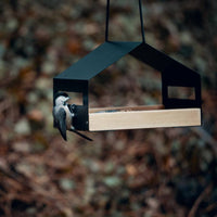 HKM-595475 Stylish Black Metal Hanging Bird Feeder for Outdoor Garden Decoration