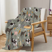 HKM-595539 Cozy Soft Flannel Velvet Animal Blanket - Perfect for Couch, Bed, Travel - Multiple Sizes Available