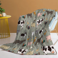 HKM-595539 Cozy Soft Flannel Velvet Animal Blanket - Perfect for Couch, Bed, Travel - Multiple Sizes Available