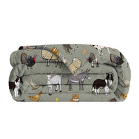 HKM-595539 Cozy Soft Flannel Velvet Animal Blanket - Perfect for Couch, Bed, Travel - Multiple Sizes Available