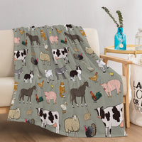 HKM-595539 Cozy Soft Flannel Velvet Animal Blanket - Perfect for Couch, Bed, Travel - Multiple Sizes Available