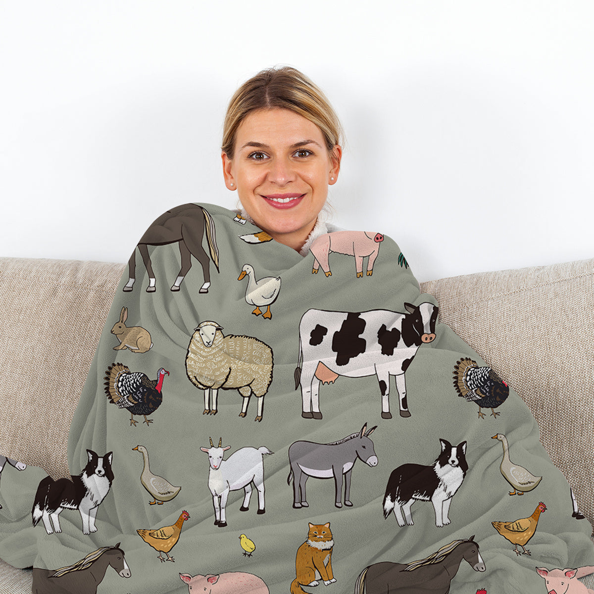 HKM-595539 Cozy Soft Flannel Velvet Animal Blanket - Perfect for Couch, Bed, Travel - Multiple Sizes Available