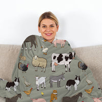 HKM-595539 Cozy Soft Flannel Velvet Animal Blanket - Perfect for Couch, Bed, Travel - Multiple Sizes Available