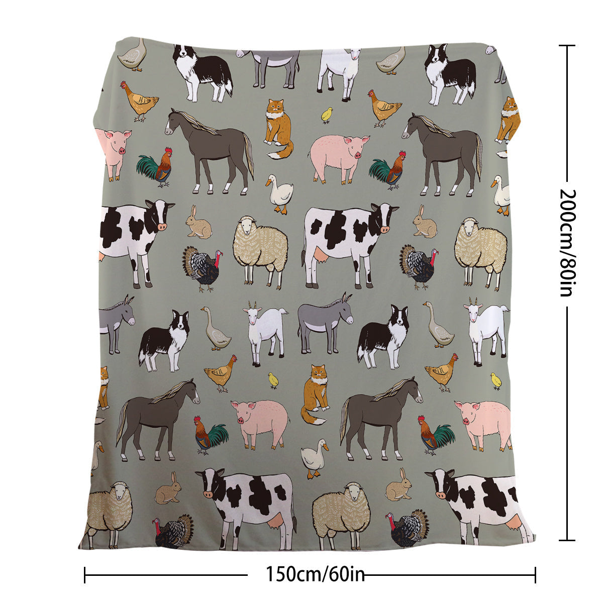 HKM-595539 Cozy Soft Flannel Velvet Animal Blanket - Perfect for Couch, Bed, Travel - Multiple Sizes Available