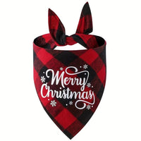 HKM-595539 Plaid Christmas Pet Triangular Scarf in Assorted Festive Designs and Colors