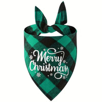 HKM-595539 Plaid Christmas Pet Triangular Scarf in Assorted Festive Designs and Colors