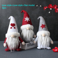 HKM-595987 Faceless Doll Plush Holiday Ornaments - Santa Claus Love, Snowflake, Star Models