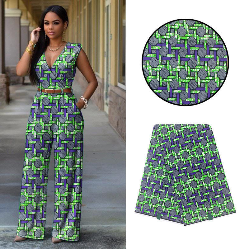 HKM-596051 African Batik Cotton Wax Cloth - 100% Cotton, Versatile Fabric for Fashion, Home Décor, and Crafting