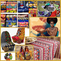 HKM-596051 African Batik Cotton Wax Cloth - 100% Cotton, Versatile Fabric for Fashion, Home Décor, and Crafting