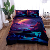 HKM-596179 Gamepad Pattern Three-Piece Bed Sheet Set with Duvet Cover and Pillowcases, Available in Multiple Sizes