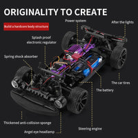 HKM-596371 High Speed 35km/h 4WD RC Car with LED Lights - Remote Control Muscle Drift Vehicle for Kids