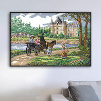 HKM-596371 Landscape Cross Stitch Embroidery Kit with Ecological Cotton Fabric