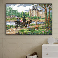 HKM-596371 Landscape Cross Stitch Embroidery Kit with Ecological Cotton Fabric