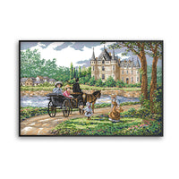 HKM-596371 Landscape Cross Stitch Embroidery Kit with Ecological Cotton Fabric
