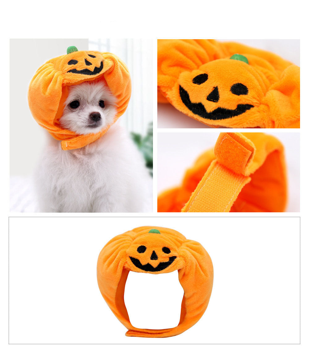 HKM-596371 Orange Pumpkin Velvet Hat for Pets - Small and Large Sizes Available