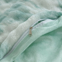HKM-596371 Reversible Velvet Camouflage Duvet Cover Set with Faux Rabbit Fur - Green, Includes Duvet Cover & Pillowcases