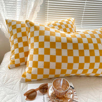 HKM-596499 Double-Sided Plaid Flannel Pillowcase Set in Multiple Colors