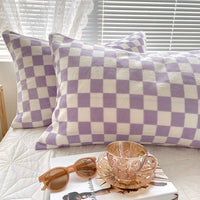 HKM-596499 Double-Sided Plaid Flannel Pillowcase Set in Multiple Colors