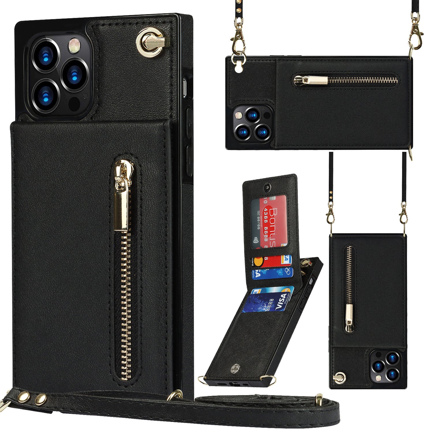 HKM-596627 Leather Wallet Phone Case for Multiple Models - Durable TPU & Leather Design