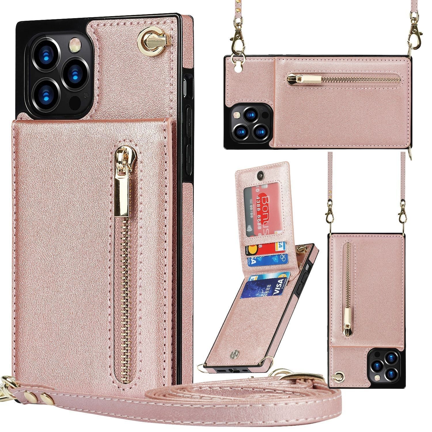 HKM-596627 Leather Wallet Phone Case for Multiple Models - Durable TPU & Leather Design