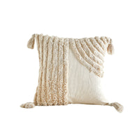 HKM-596819 Bohemian Style Pillowcase with Plush Tassels - 45x45 cm, Modern Simplicity Design