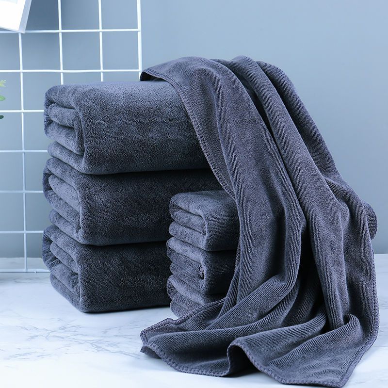 HKM-596947 Thick Microfiber Hotel Bath Towels - Available in White or Gray, Multiple Sizes