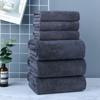 HKM-596947 Thick Microfiber Hotel Bath Towels - Available in White or Gray, Multiple Sizes