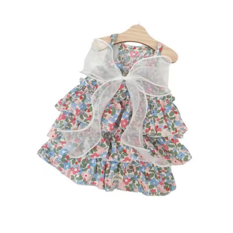 HKM-597139 Floral Cotton Slip Dress for Pets - Lightweight Mesh Skirt for Spring and Summer