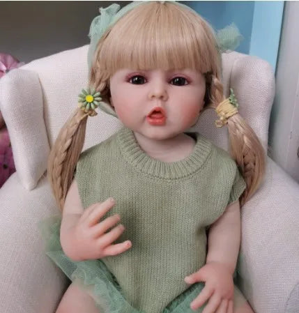 HKM-597203 Soft Silicone Reborn Baby Girl Doll - 55cm Realistic & Cuddly Toy