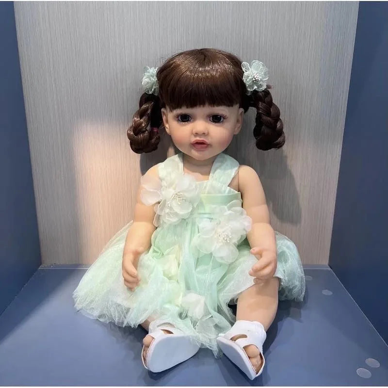 HKM-597203 Soft Silicone Reborn Baby Girl Doll - 55cm Realistic & Cuddly Toy