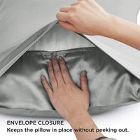 HKM-597203 Solid Color Light Gray Silk Envelope Pillowcase - 50x76cm Modern Simple Design
