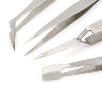 HKM-597203 Stainless Steel Precision Tweezers Set for Jewelry and Makeup - 4-Piece Tool Kit