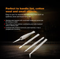 HKM-597203 Stainless Steel Precision Tweezers Set for Jewelry and Makeup - 4-Piece Tool Kit